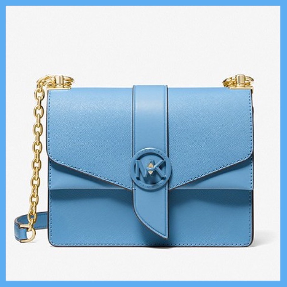 MICHAEL KORS Greenwich Crossbody Bag in Saffiano Leather Pacific Blue NWT